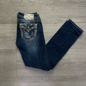 Miss Me Dark Blue Straight Leg Jeans